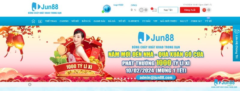 Truy cập nhà cái Jun88 để chơi kèo 0.25 trái